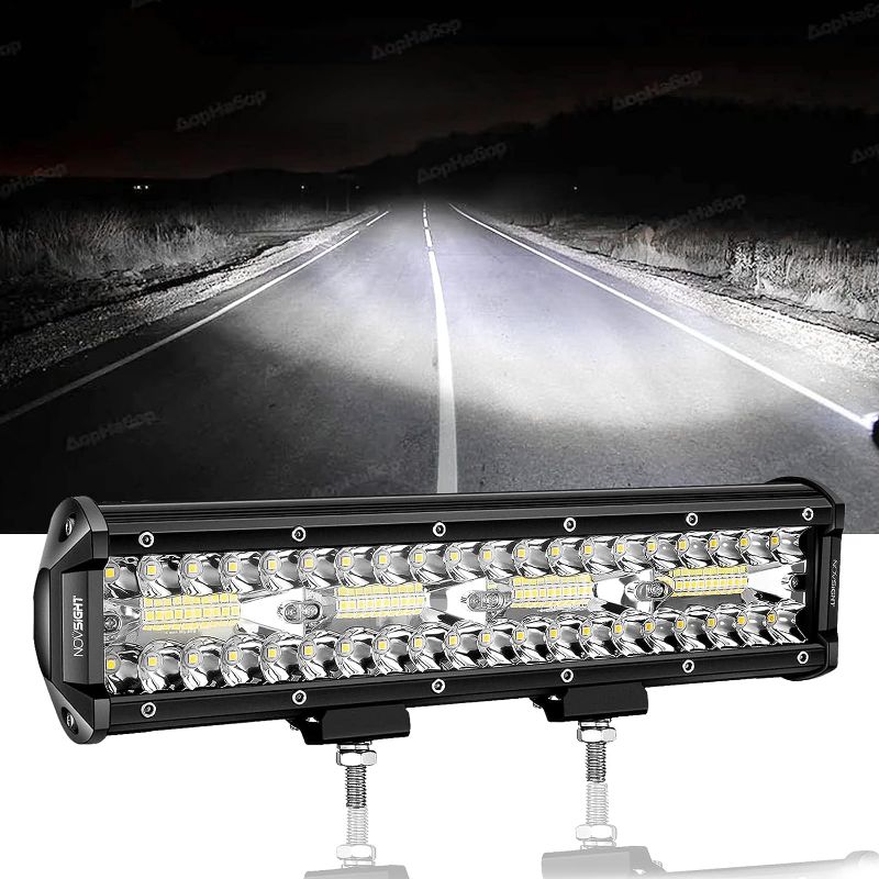 Photo 1 of NOVSIGHT 12 Inch Led Light Bar 240W 24000 Lumens Led Pod Light Triple Row Spot Flood Combo Beam Off Road Driving Light for Jeep Pickup UTV ATV Truck Roof Bumper IP68 Waterproof, 2 Years Warranty 12 Inch Light Bar