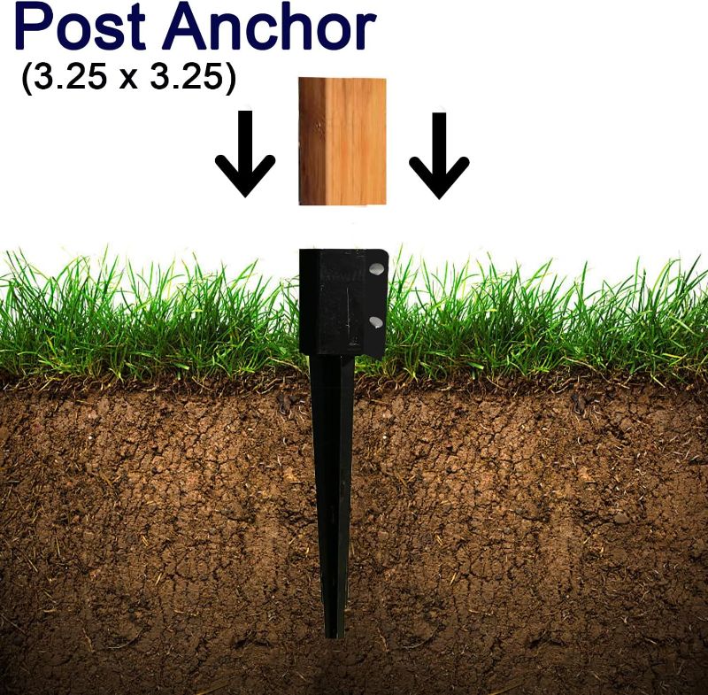 Photo 1 of Ashman Fence Post Anchor 30 Inches Tall, 3.25 x 3.25 Inches Wide, Ideal for securing Mailbox Posts, Deck Posts, Gazebo Posts, Street Lamps, (2 Pack) Steel 2 Pack