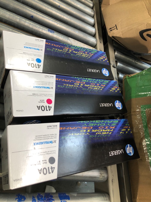 Photo 3 of HP 410A Black, Cyan, Magenta, Yellow Toner Cartridges (3-pack) | Works with HP Color LaserJet Pro M452 Series, HP Color LaserJet Pro MFP M377, M477 Series | CF410AQ 4 Pack