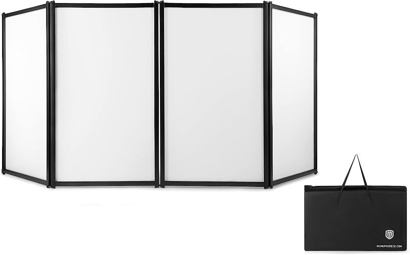 Photo 1 of PRORECK DJ Foldable Facade Portable Event Booth Panels 4 Detachable Black Metal Frame Projector Display Scrim Panel with Carry Bag (white)
