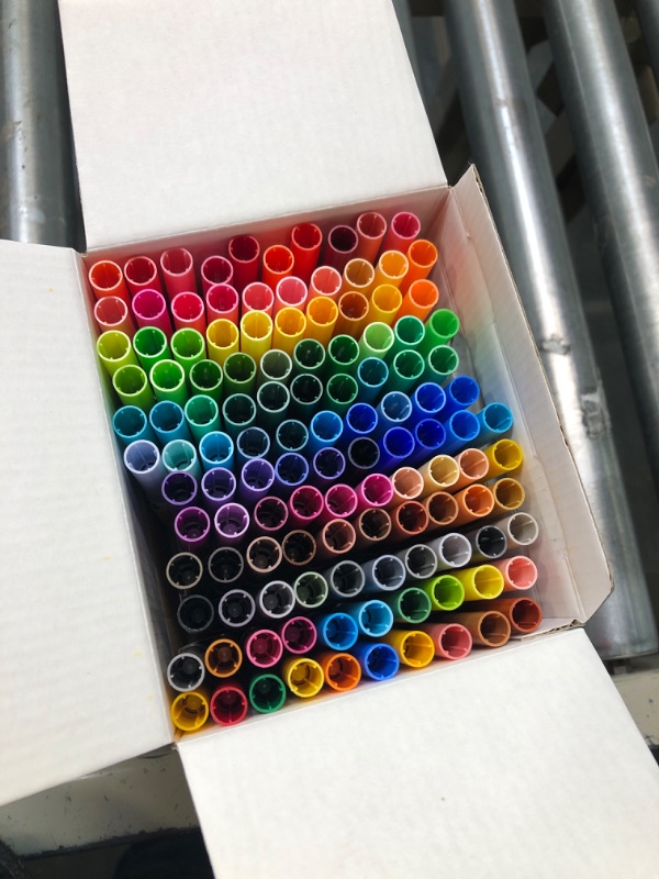 Photo 1 of Crayola Super Tips Marker Set (100ct), Fine Point Washable Markers, Drawing Markers for Kids & Adults, Great for Thick & Thin Lines