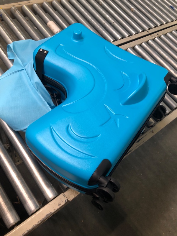 Photo 1 of N-A AO WEI LA OW Kids ride-on Suitcase carry-on Tollder Luggage with Wheels Suitcase to Kids aged 1-6 years old (Blue, 20 Inch) Nice