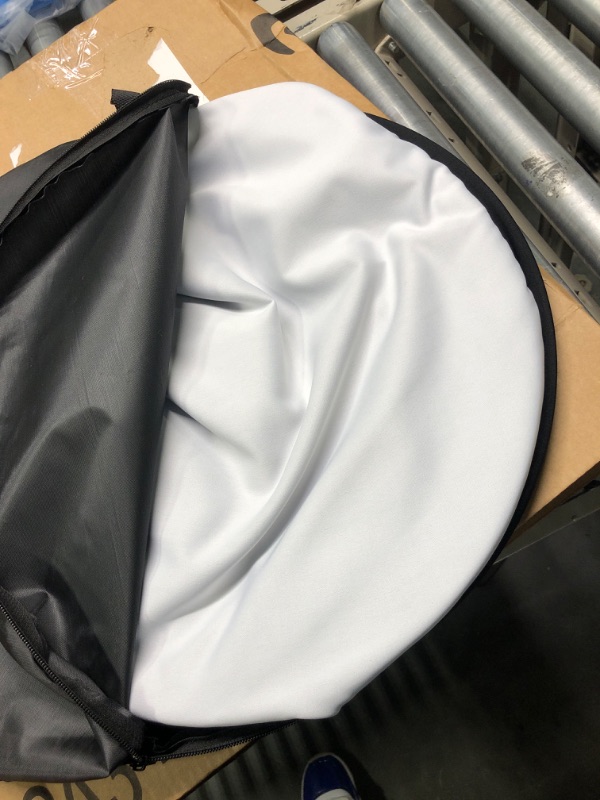 Photo 2 of 5X3.3 ft (1.5mX1m) 2 in 1 Cotton Muslin Black White Collapsible Reflector Backgrounds Portable Collapsible Reversible Photography Backdrop with Carrying Bag Black/White