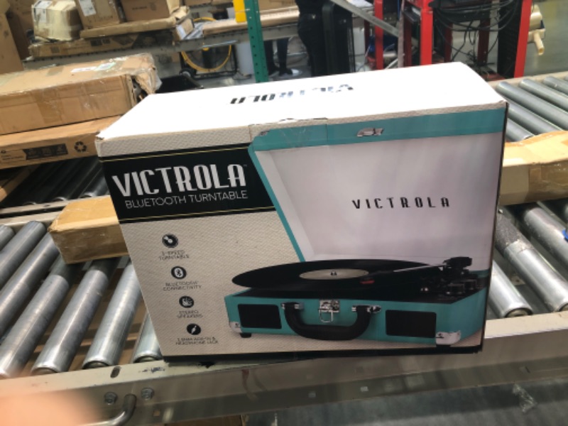 Photo 1 of Victrola Vintage 3-Speed Bluetooth Portable Suitcase Record Player & Vintage Vinyl Record Storage and Carrying Case, Fits All Standard Records - 33 1/3, 45 and 78 RPM, Holds 30 Albums