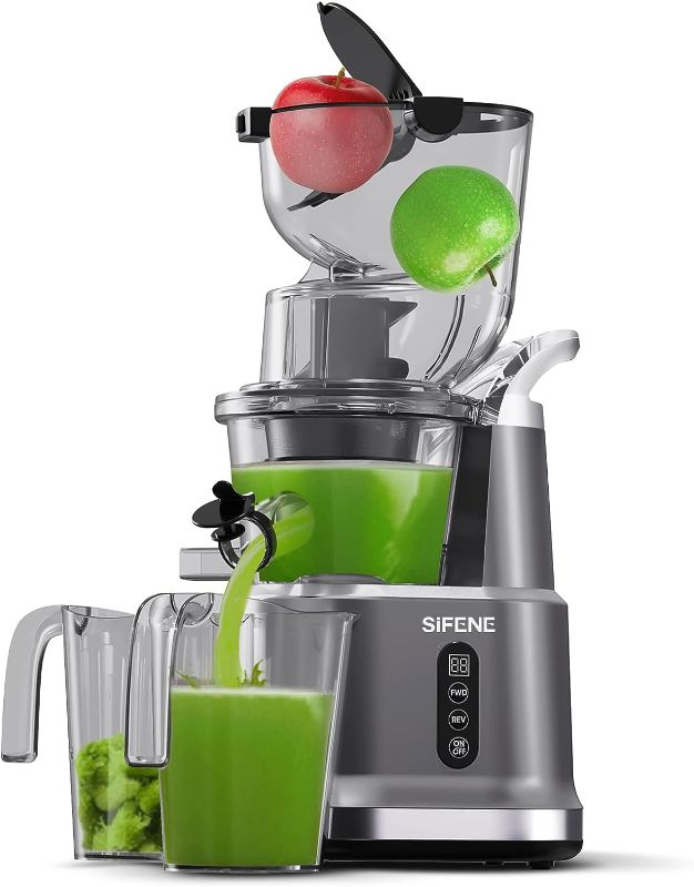Photo 1 of SiFENE Cold Press Juicer Machines, Big Mouth 83mm Opening Whole Slow Masticating Juicer, Easy-Clean Juice Extractor Maker For Full-Bodied Fruit & Veg Juice, High Yield, BPA-Free, Gray