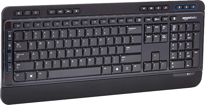 Photo 1 of Amazon Basics Wireless Computer Keyboard and Mouse Combo - Full Size - US Layout (QWERTY) & Gel Computer Mouse Pad with Wrist Support Rest