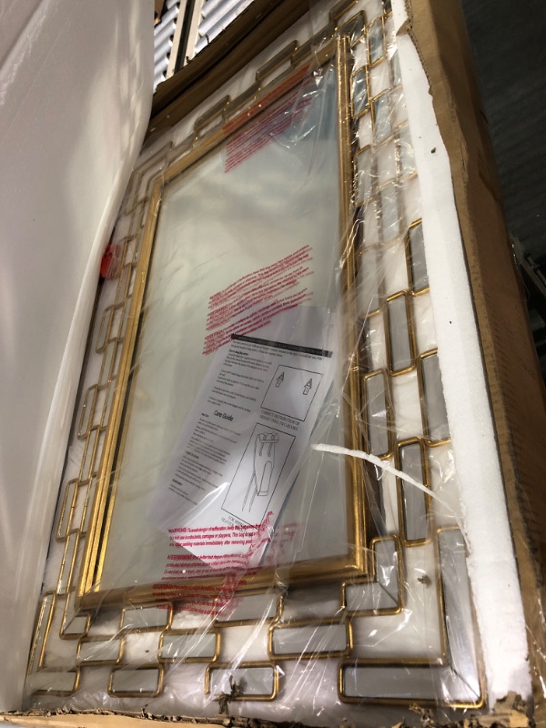 Photo 3 of ALEXLOGER 36'' x 24'' Rectangular Large Hanging Rectangular Gold Wall Mirror for Living Room Bedroom Entryway