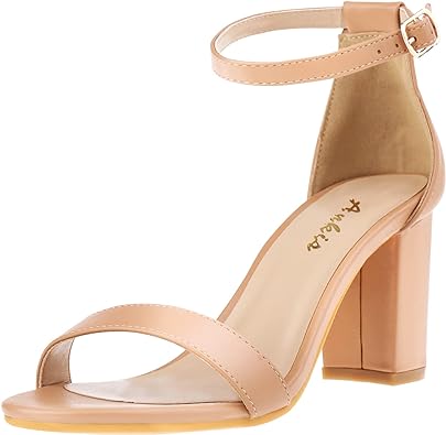 Photo 1 of Ankis Heels for Women Open Straps on The Ankle Chunky Heels Pump Sandals Evening Dress Party Wedding Strappy Buckle Sandals 2.75 Inches
