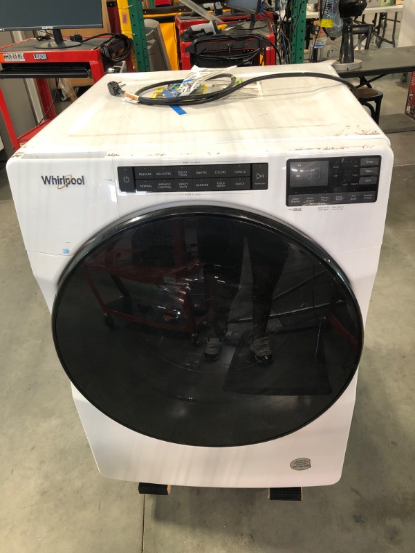 Photo 2 of Whrilpool 4.5 cu. ft. Front Load Washer with Steam, Quick Wash Cycle and Vibration Control Technology in White, ADA Compliant