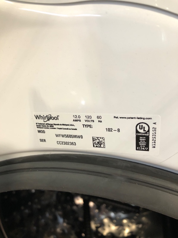 Photo 5 of Whrilpool 4.5 cu. ft. Front Load Washer with Steam, Quick Wash Cycle and Vibration Control Technology in White, ADA Compliant