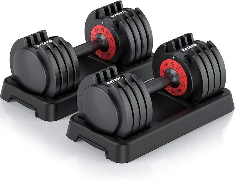 Photo 1 of Adjustable Dumbbell 55LB 5 In 1 Single Dumbbell for Men and Women Multiweight Options Dumbbell with Anti-Slip Nylon Handle Fast Adjust Weight for Home Gym Full Body Workout Fitness
