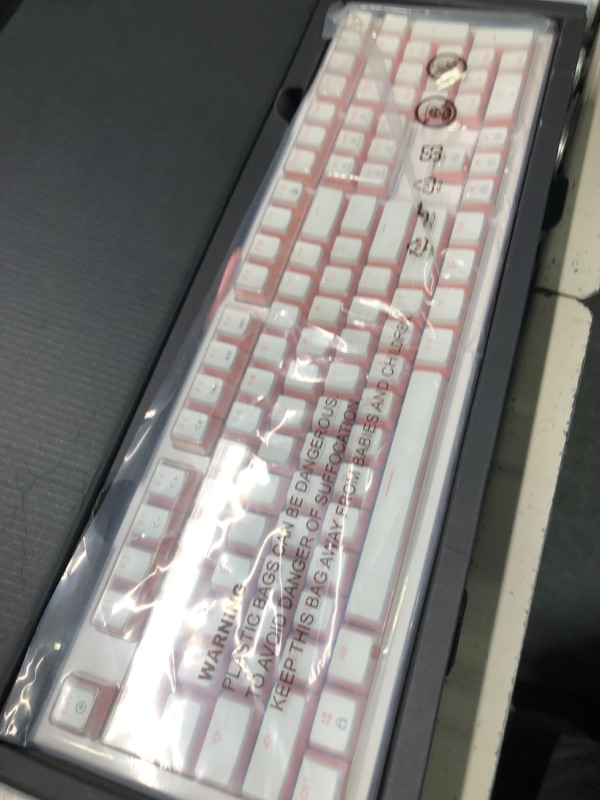 Photo 3 of Hexgears X3 TKL 2.4ghz Wireless Mechanical Keyboard with Red Kailh Box Switches, Ducky Pink Tenkeyless Compact Keyboard for Gaming, Typing, Ergonomic 87-Key Typewriter Keyboard with Wrist Rest Kaihl Box Switch-Rose Red Pink Ribbon