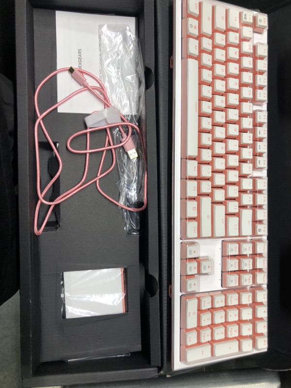 Photo 1 of Hexgears X3 TKL 2.4ghz Wireless Mechanical Keyboard with Red Kailh Box Switches, Ducky Pink Tenkeyless Compact Keyboard for Gaming, Typing, Ergonomic 87-Key Typewriter Keyboard with Wrist Rest Kaihl Box Switch-Rose Red Pink Ribbon