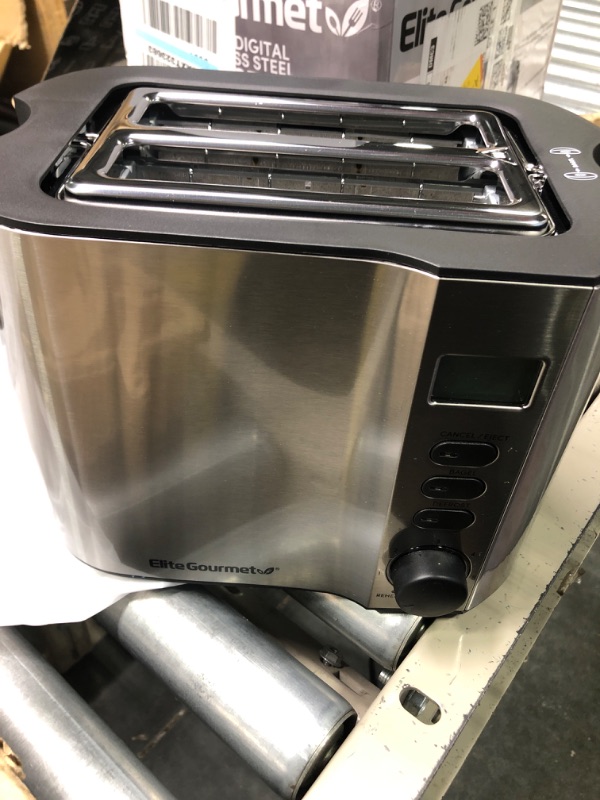 Photo 1 of Elite Gourmet ECT2145 Extra Wide Slot 2-Slice Toaster, Bagel Function Reheat, Defrost, & Cancel Functions, 6 Toast Settings, Built-in Warming Rack, Countdown Timer, Stainless Steel 2 Slice Stainless Steel