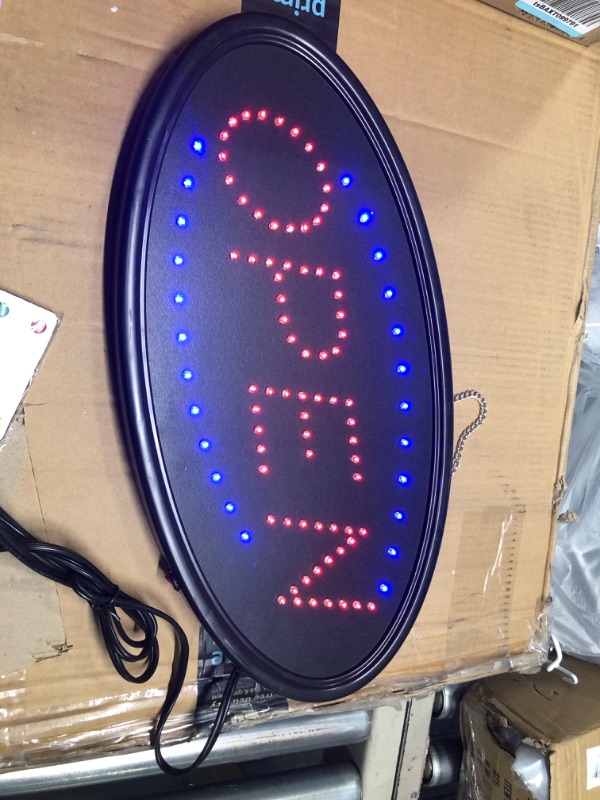 Photo 4 of LED Open Sign with Remote, FITNATE Ultra Bright Electric Light Up Signs for Business, Timing Function, 2 Lighting Modes Flashing & Steady Advertisement Board for Store, Bar, Hotel, Cafe (19x10 inch) 19x10" Oval