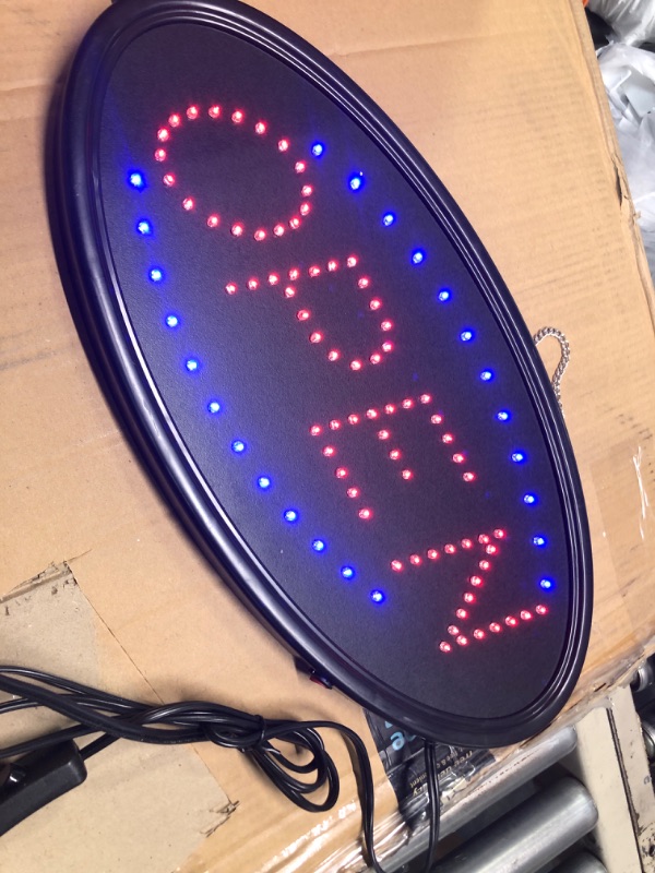 Photo 5 of LED Open Sign with Remote, FITNATE Ultra Bright Electric Light Up Signs for Business, Timing Function, 2 Lighting Modes Flashing & Steady Advertisement Board for Store, Bar, Hotel, Cafe (19x10 inch) 19x10" Oval