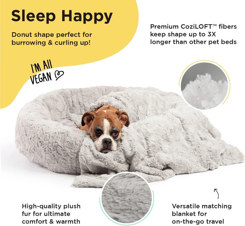 Photo 1 of ****NO BLANKET WITH BED*** Best Friends by Sheri Bundle Set The Original Calming Shag Donut Cuddler Cat and Dog Bed  Large 36" x 36"