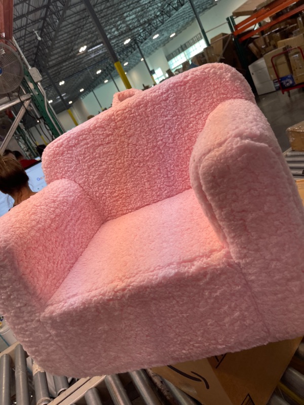 Photo 1 of ALIMORDEN Kids Ultra-Soft Snuggle Foam Filled Chair, Single Cuddly Sherpa Reading Couch for Boys and Girls, Pink