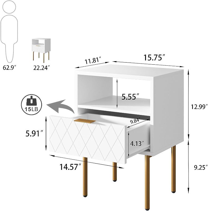 Photo 1 of Aobafuir Nightstand, Drawer Dresser for Bedroom, Small Side Table with Drawer, Bedside Furniture, Night Stand, End Table