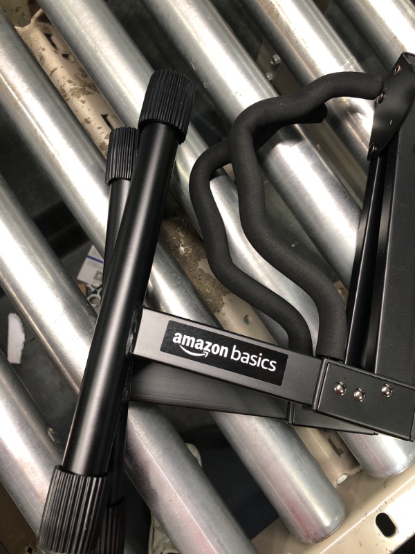 Photo 1 of Amazon Basics Adjustable Guitar Folding A-Frame Stand for Acoustic and Electric Guitars with Non-Slip Rubber and Soft Foam Arms, Fully Assembled