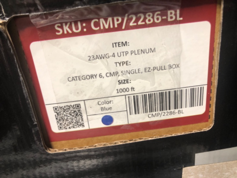 Photo 4 of CAT6 Plenum (CMP) Cable 1000FT | Network Analyzer Test Passed | 23AWG 4Pair, Solid 550MHz Network Cable 10Gigabit UTP, Available in Blue, White, Green, Gray, Black, Red & Yellow Color (Blue)