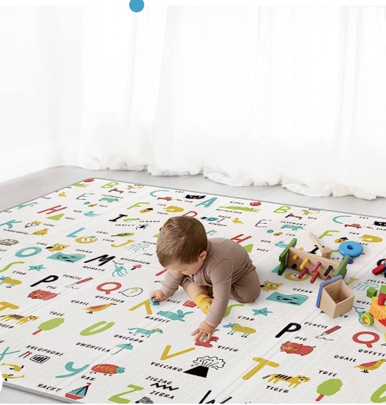 Photo 1 of Baby Play Mat 79" X 71",Reversible Waterproof Foldable Foam Floor Playmat for Kids Toddlers, Extra Large Anti- Slip Baby Crawling Mat