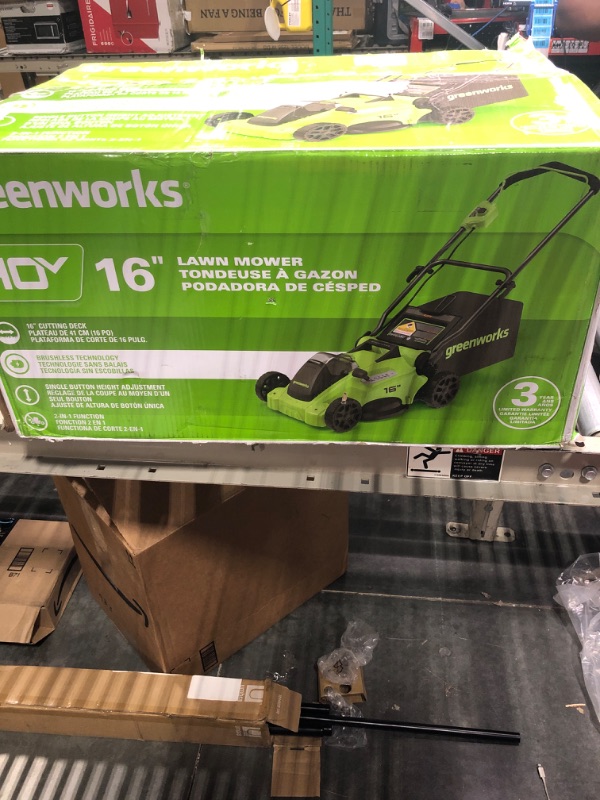 Photo 2 of Greenworks 40V 16" TruBrushless™ Cordless Lawn Mower (Push Button Start / Up To 45 Minutes Runtime), 4.0Ah Battery and Charger Included 16" Mower (4.0Ah) Gen 2