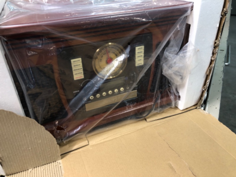 Photo 1 of Victrola Nostalgic 6-in-1 Bluetooth Record Player & Multimedia Center with Built-in Speakers - 3-Speed Turntable, CD & Cassette Player, FM Radio | Wireless Music Streaming | Mahogany Mahogany Entertainment Center