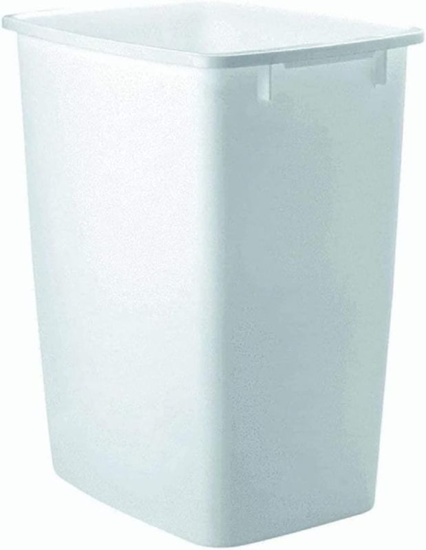 Photo 1 of  Kitchen Bathroom Trash Can, Under-Sink Waste Basket, Plastic, White, 9 Gallons, 1 Count (Pack of 1)