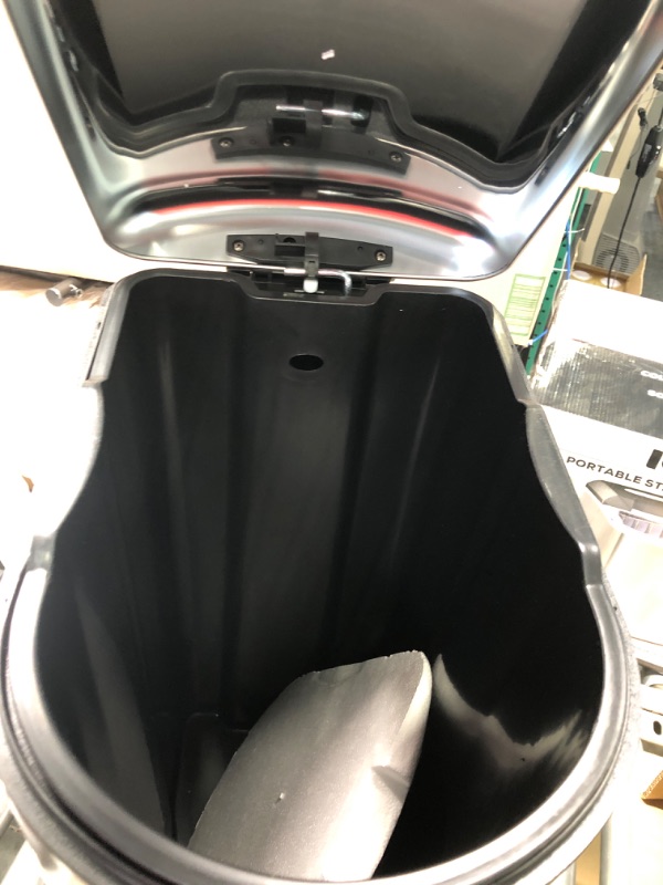 Photo 1 of Amazon Basics Smudge Resistant Rectangular Trash Can With Soft-Close Foot Pedal For Narrow Spaces, 40 Liter/10.5 Gallon, Brushed Stainless Steel Narrow 40L / 10.5 Gallon Brushed Stainless Steel