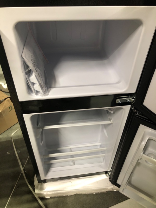 Photo 3 of Anukis Compact Refrigerator 3.5 Cu Ft 2 Door Mini Fridge with Freezer For Apartment, Dorm, Office, Family, Basement, Garage, Black 3.5 Cu Ft black