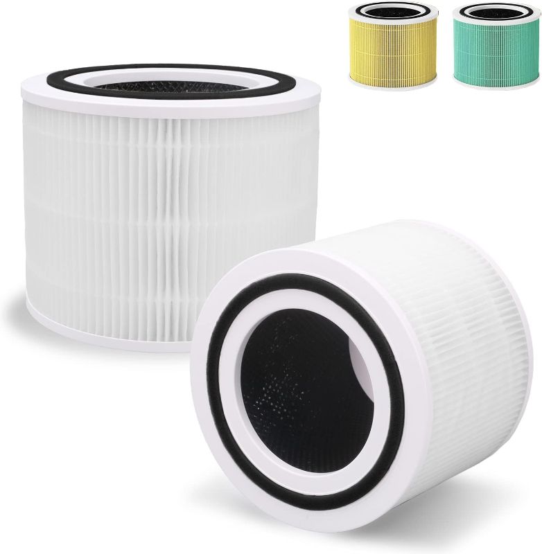 Photo 1 of 2 Pack Core 300 True HEPA Replacement Filters for LEVOIT Core 300 and Core 300S Vortex Air Air Purifier, 3-in-1 H13 Grade True HEPA Filter Replacement, Compare to Part No. Core 300-RF (White