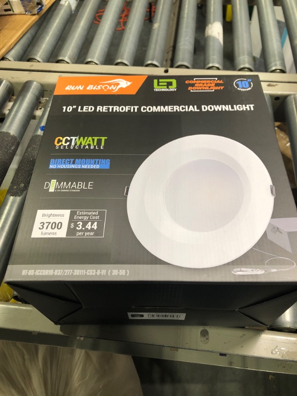 Photo 3 of 10 Inch Recessed LED Commercial Downlight with J-Box, Wattage Adjustable 22/29/37.5W,3 Color Selectable 3000K-5000K, 120-277V,0-10V Dimmable, IC Rated,Canless LED Downlight - 4pk