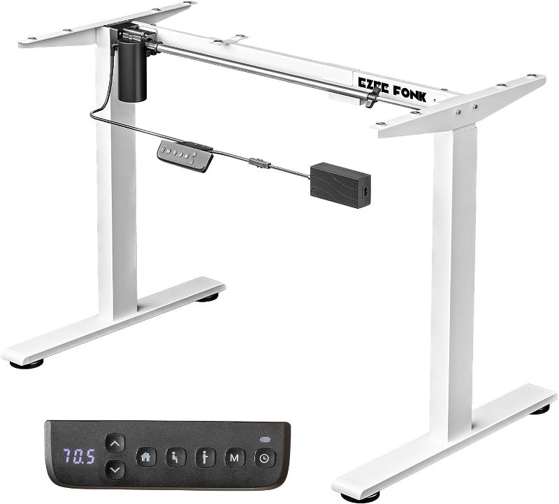 Photo 1 of Ezeefonk Electric Electric Sit Stand Desk Frame Electric Standing Desk Adjustable Height for 43 ” to 78.5 ” Desk Tops Adjustable Desk Legs with Memory Controller Rising Desk BLACK (Frame Only)