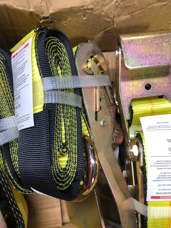 Photo 1 of Car Tie Down Straps for Trailers (4PK) Flat Hooks Lasso Style and 2'' X 96'' Tie Down Webbing Easily Secure Tire Tie-Downs for Any Car, SUV, Jeep or Sports Car