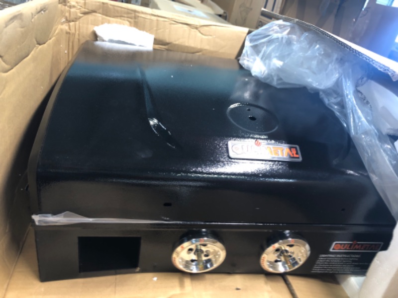 Photo 3 of QuliMetal Portable Griddle Flat Top Grill 22 Inch Table Top Grill with Hood 2 Burner Propane Grill with Carry Bag Outdoor Griddle Camping Griddle 24,000 BTU 348 Sq 304 Stainless Steel for Party Tailgating Black 22inch Thick Griddle with Hood