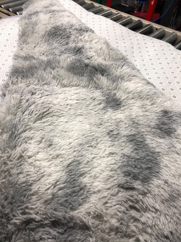 Photo 4 of 8 x 10 Feet Shag Area Rugs, Ultra Soft Indoor Modern Nursery Rug, Tie-Dyed Light Grey Plush Shaggy Throw Carpets for Boy and Girls Room Dorm Living Room