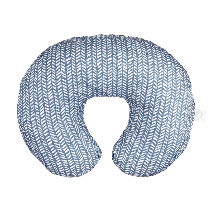Photo 1 of Boppy Nursing Pillow Original Support, Blue Herringbone, Ergonomic Nursing Essentials for Bottle and Breastfeeding, Firm Hypoallergenic Fiber Fill with Removable Nursing Pillow Cover, Machine Washable