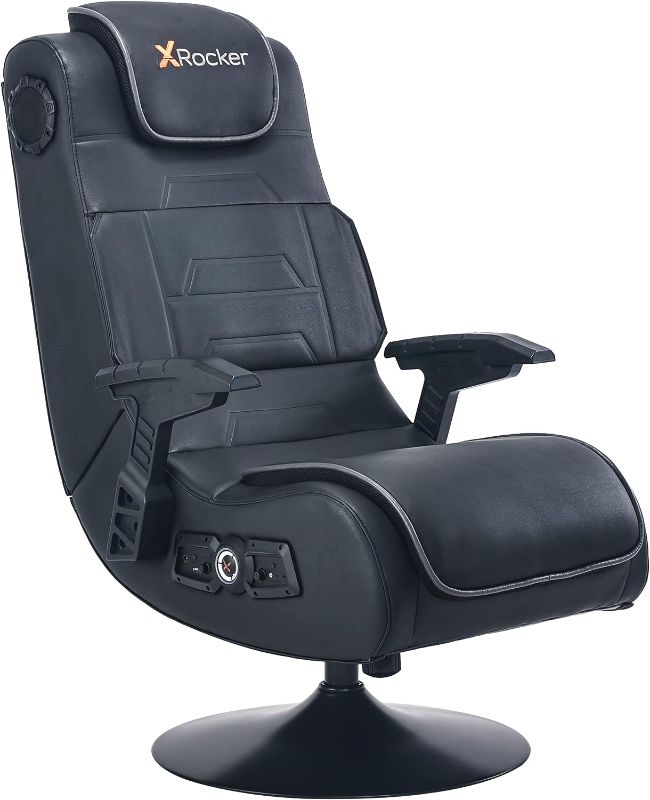 Photo 1 of X Rocker Pro Lounging Video Gaming Pedestal Chair, with Vibration, Wireless Audio Force Modulation Technology, 2 Speakers & Subwoofer, Armrest, Leather,.