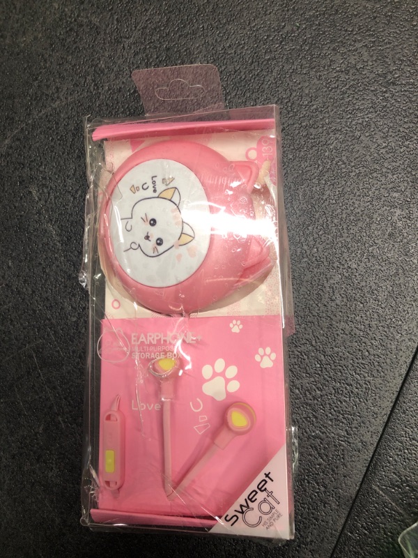 Photo 2 of QearFun Cat Earbuds for Kids, Kawakii Wired Earbud & in-Ear Headphones Gift for School Girls and Boys with Microphone and Lovely Earphones Storage Case(Pink) Pink-Cat