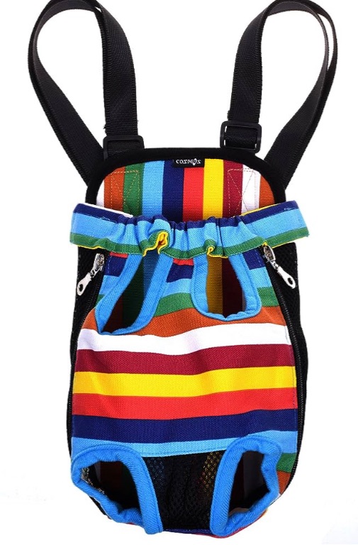 Photo 1 of 4.0 4.0 out of 5 stars 953 Reviews
Cosmos Pet Dog Carrier Backpack Pet Dog Cat Legs Out Front Carrier Travel Bag for Traveling Hiking Camping for Small Medium Dogs Cat, Colorful Strip Pattern (Small Size)