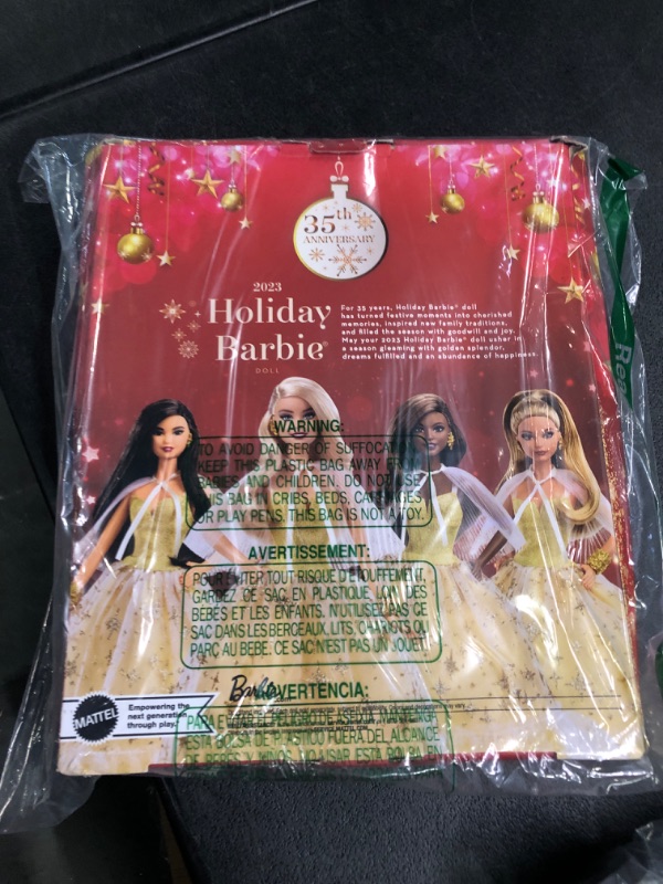 Photo 3 of Barbie 2023 Holiday Barbie Doll, Seasonal Collector Gift, Barbie Signature, Golden Gown and Displayable Packaging, Blond Hair Blonde Hair