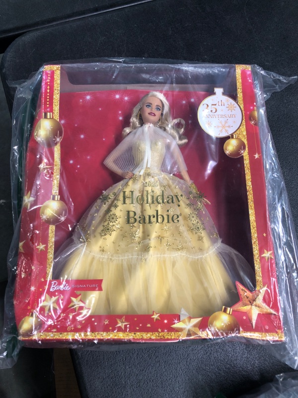 Photo 2 of Barbie 2023 Holiday Barbie Doll, Seasonal Collector Gift, Barbie Signature, Golden Gown and Displayable Packaging, Blond Hair Blonde Hair