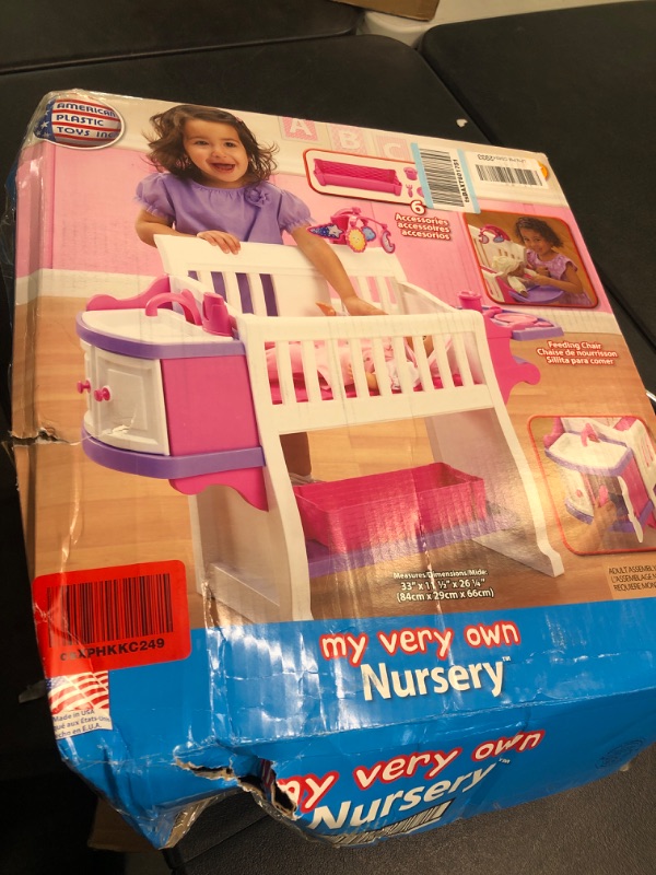 Photo 1 of American Plastic Toys Kids’ My Very Own Nursery Baby Doll Playset, Doll Furniture, Crib, Feeding Station, Learn to Nurture and Care, Durable and BPA-Free Plastic, for Children Ages 2+