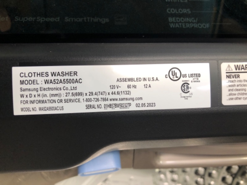 Photo 12 of 5.2 cu. ft. Large Capacity Smart Top Load Washer with Super Speed Wash in Champagne
WA52A5500AC /
WA52A5500AC/US
small dents