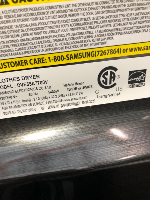 Photo 4 of Samsung 7.4-cu ft Steam Cycle Smart Electric Dryer (Brushed Black) ENERGY STAR