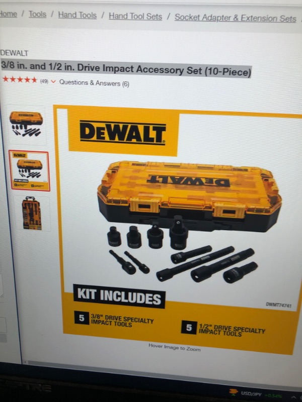 Photo 1 of 3/8 in. and 1/2 in. Drive Impact Accessory Set (10-Piece)
