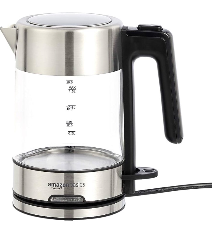 Photo 2 of Amazon Basics Electric Glass and Steel Kettle - 1.0 Liter