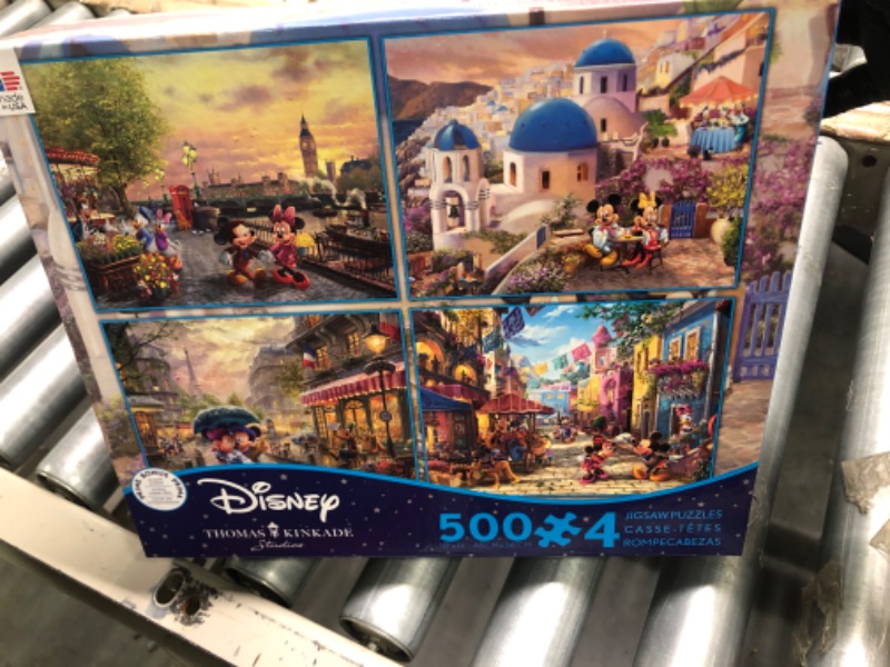 Photo 1 of Ceaco - 4 in 1 Multipack - Thomas Kinkade - Disney - Mickey & Minnie - (4) 500 Piece Jigsaw Puzzles