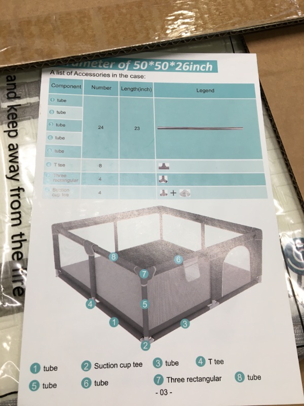 Photo 1 of Gimars Upgraded 320D Washable Baby Playpen with Padding Mat, 6in1 Bump-proof Playpen for Toddlers, Sturdy & Safe Playpen with Padded Cotton Top Rod for Protecting Baby, Baby Play Yard with Zipper Gate Gray